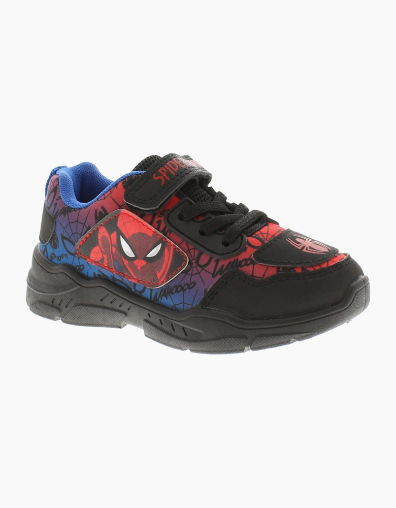 Spiderman Younger Boys Trainers Duplo Touch Fastening black red blue UK Size
