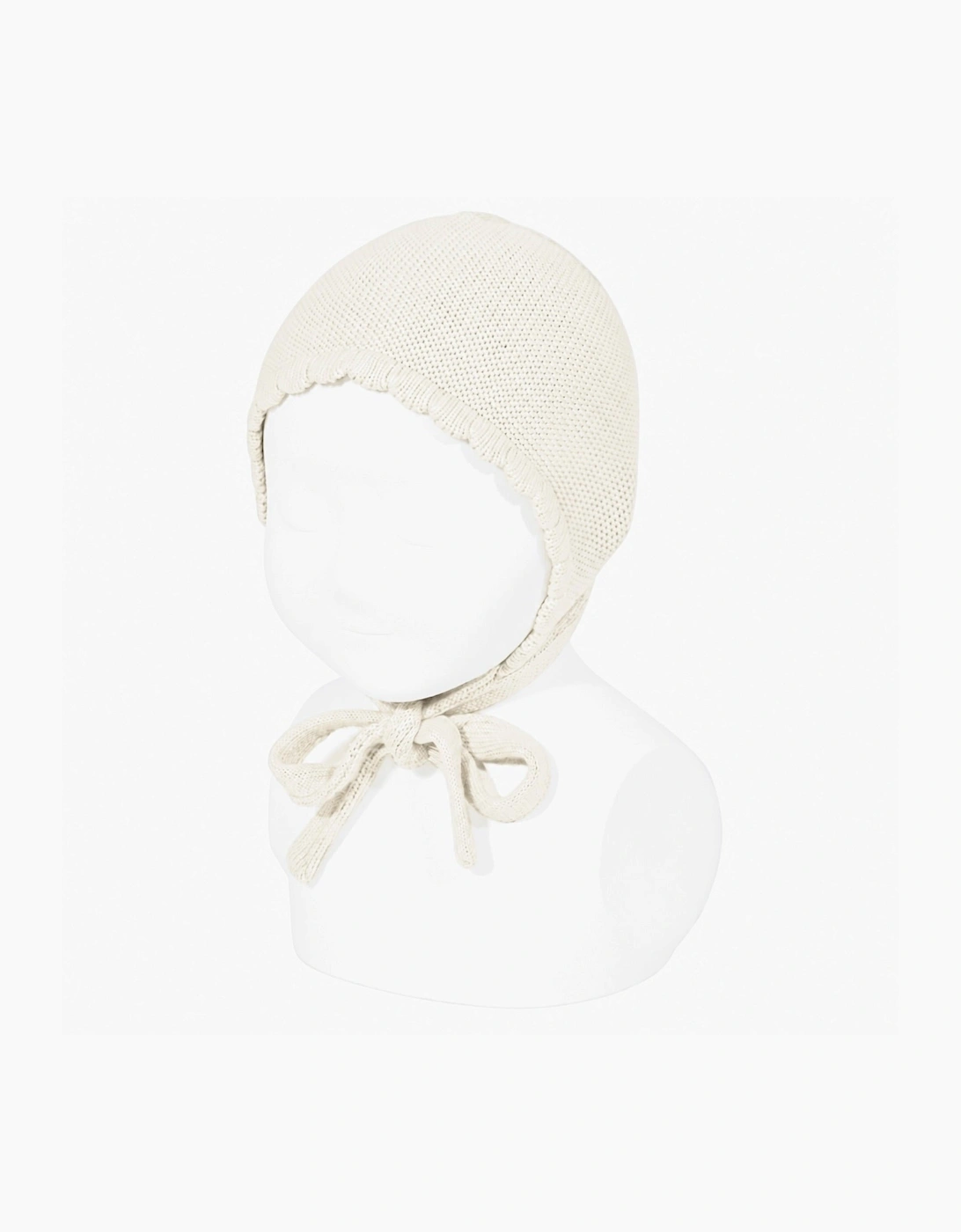 Cream 303 Knit Tie Bonnet