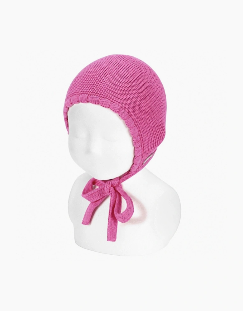Girls Fuchsia Pink 513 Knit Tie Bonnet