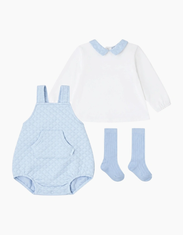 Boys Pale Blue Romper Set with Socks