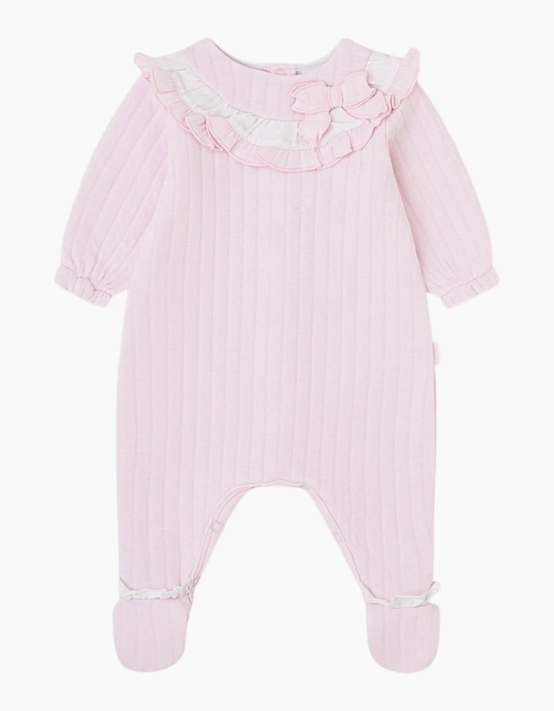 Girls Pale Pink Cotton Babygrow