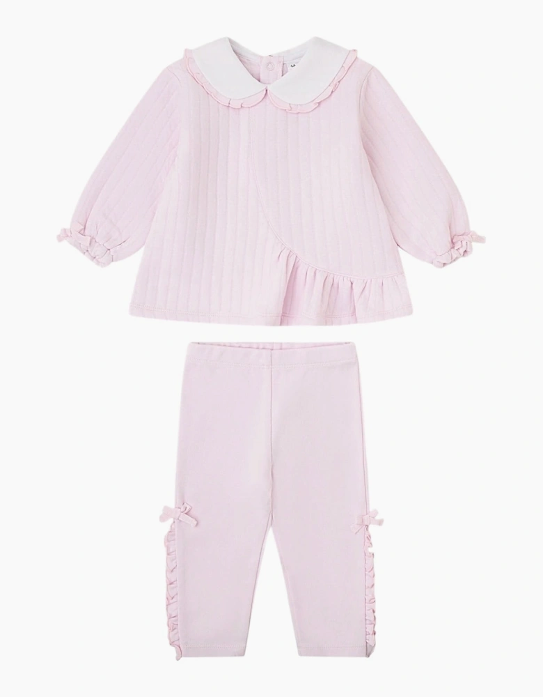 Girls Pale Pink Collared Legging Set