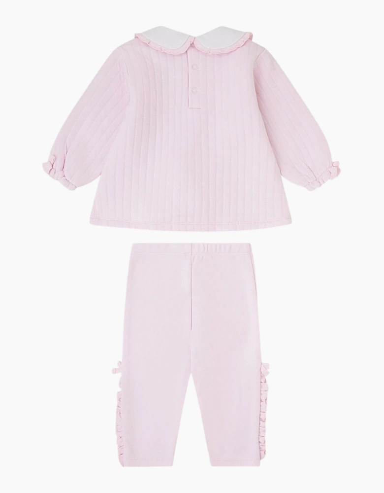 Girls Pale Pink Collared Legging Set