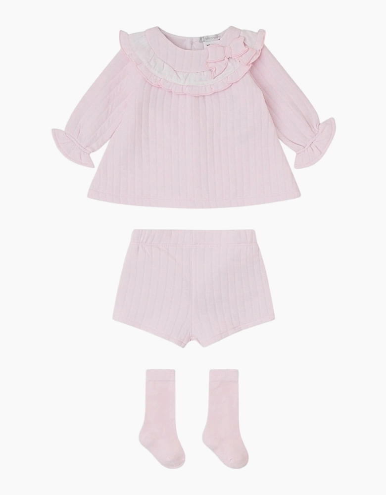 Girls Pale Pink Jam Pant Set with Socks