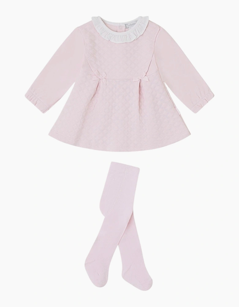 Girls Pale Pink Dress with Tights