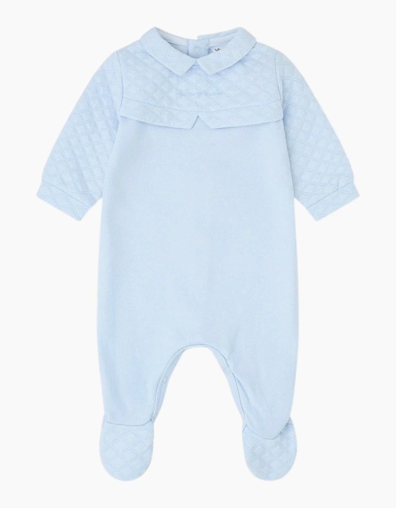 Boys Pale Blue Cotton Babygrow