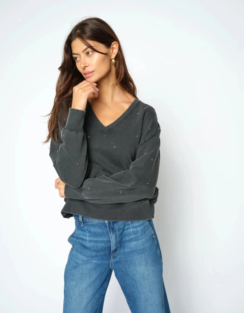 Cosette v neck sweatshirt in thunderstorm