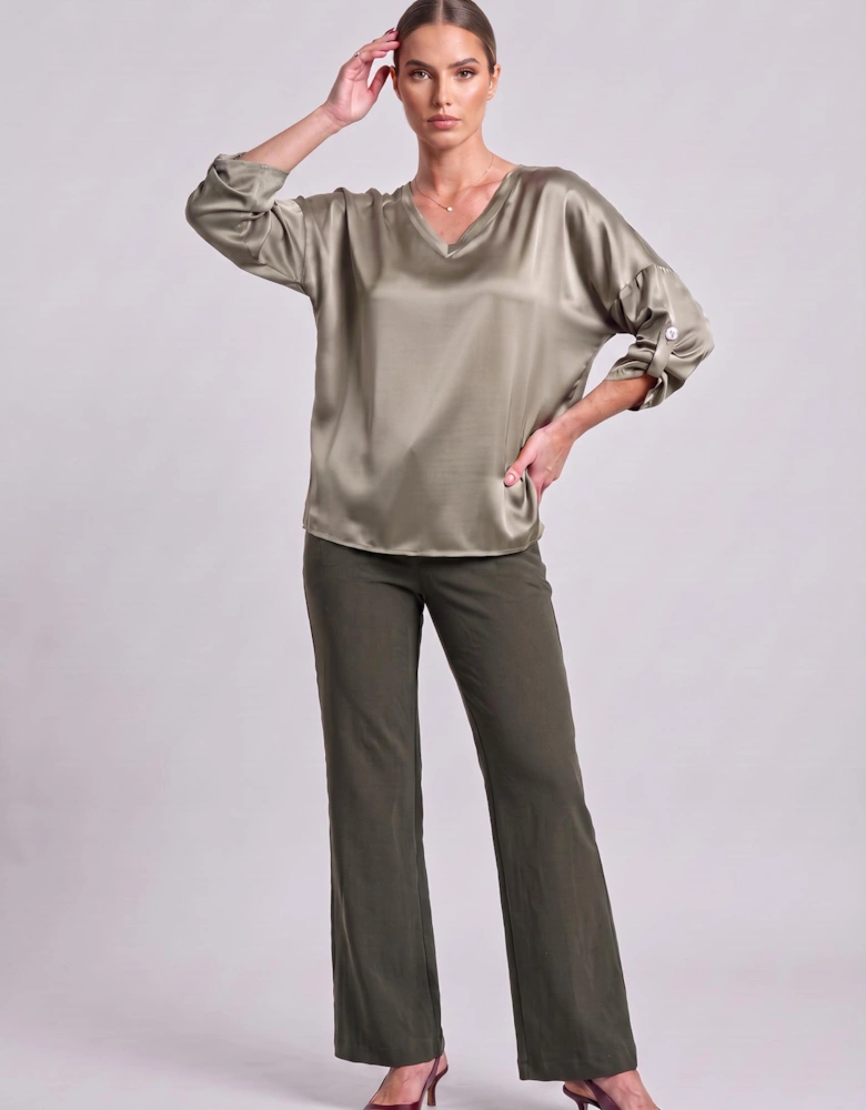 Satin Blouse Military