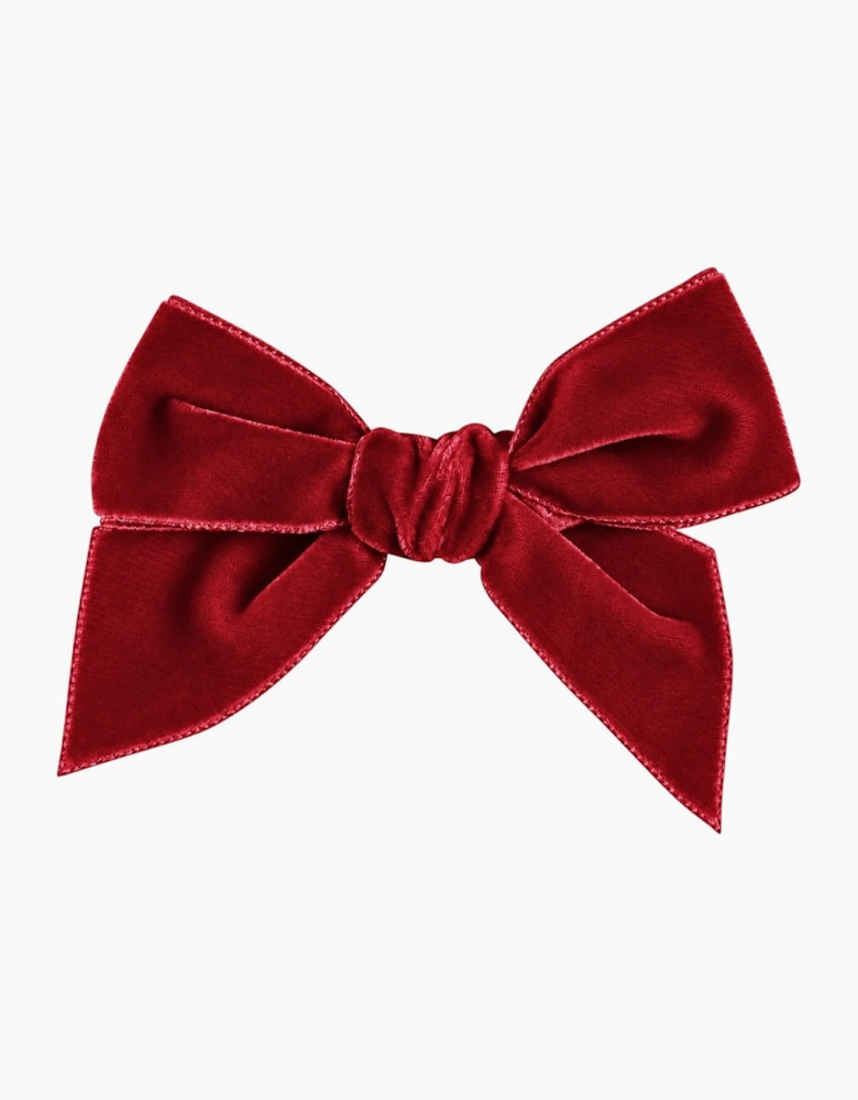 Girls Red Velvet 10cm Bow Clip