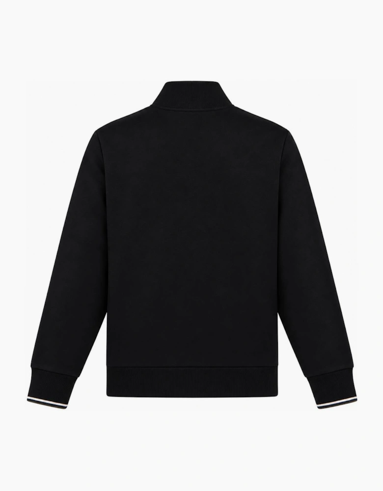 Fred Perry Half Zip Sweatshirt Black/Ecru/Laurel Wreath Green
