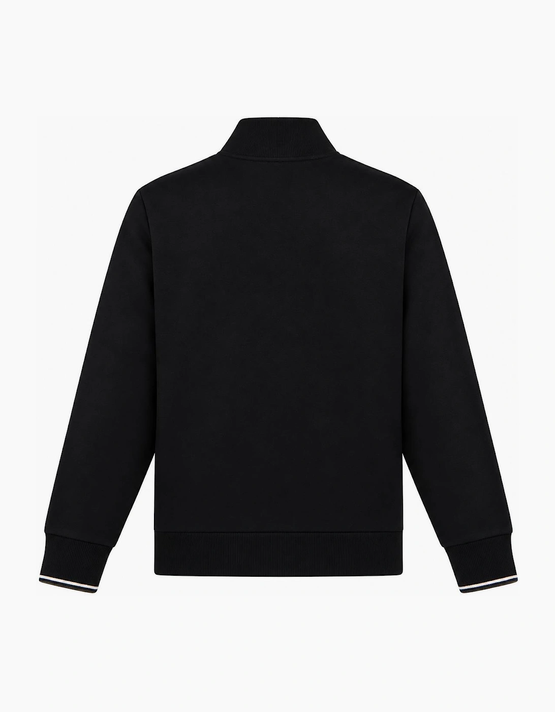 Fred Perry Half Zip Sweatshirt Black/Ecru/Laurel Wreath Green