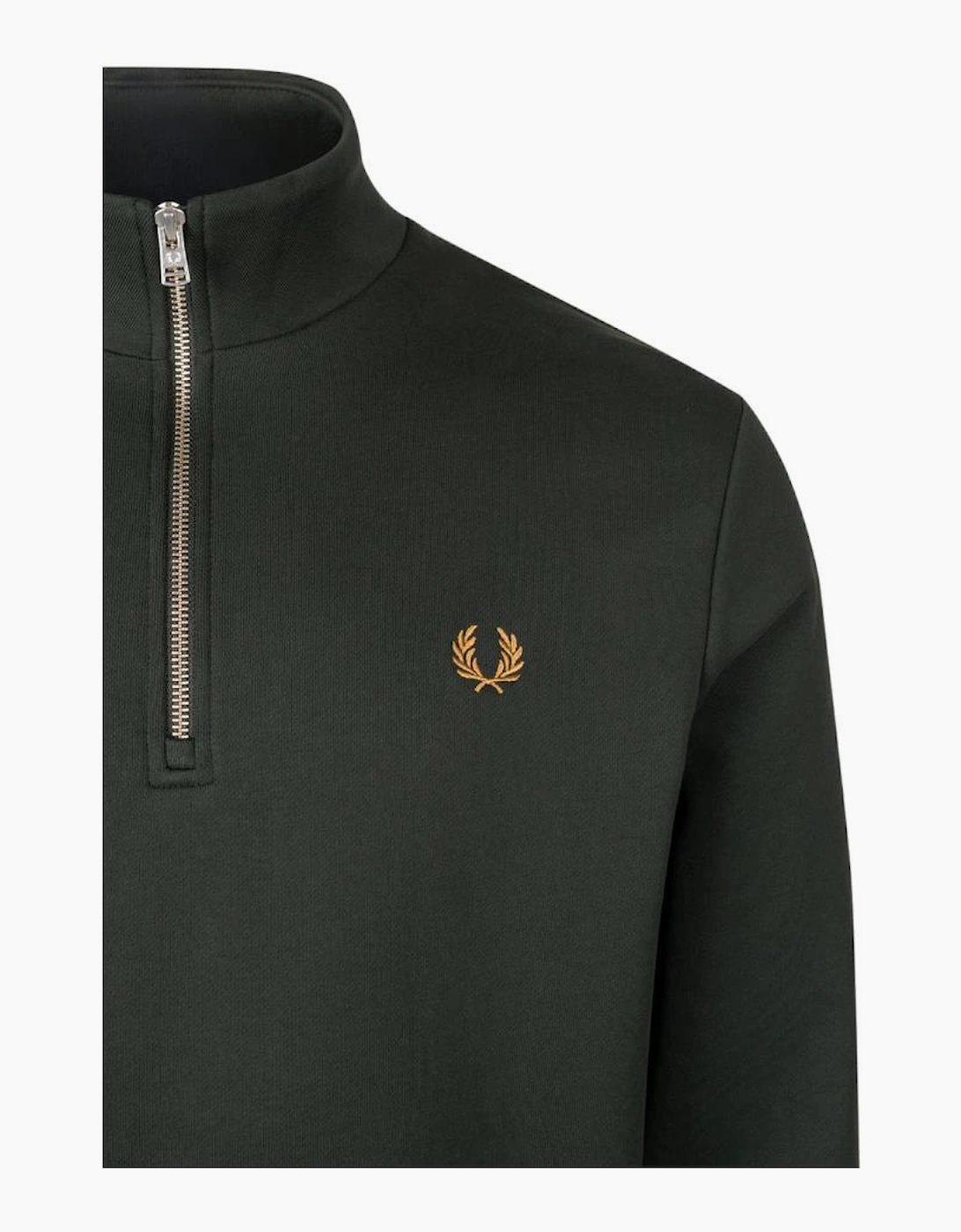 Fred Perry Half Zip Sweatshirt Night Green/Dusky Blue/Dark Caramel