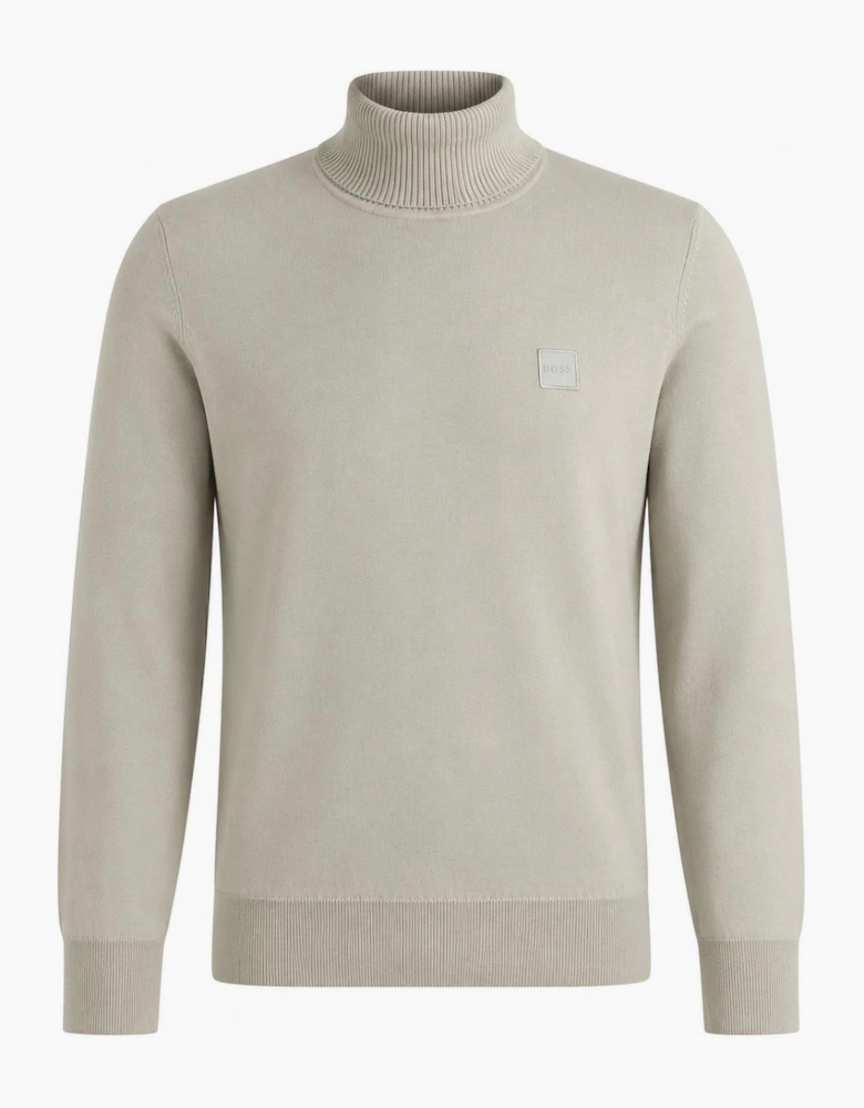 BOSS Akiro Roll Neck Logo Jumper Light Natural