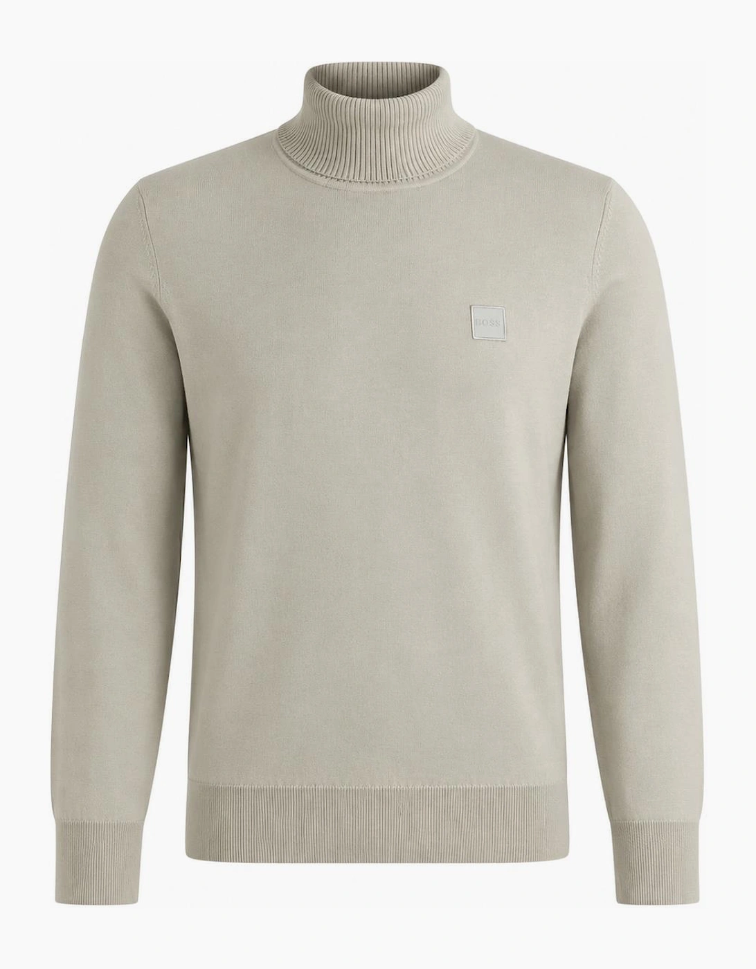 BOSS Akiro Roll Neck Logo Jumper Light Natural