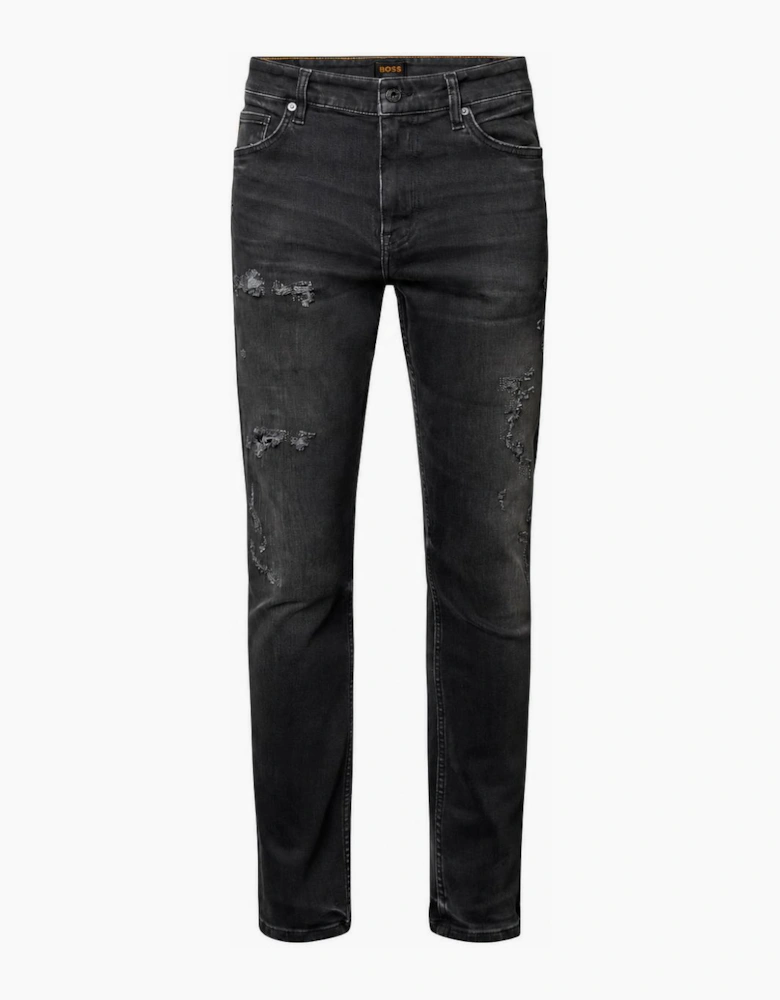 BOSS Delaware Distressed Soft Motion Slim fit Jeans Dark Grey