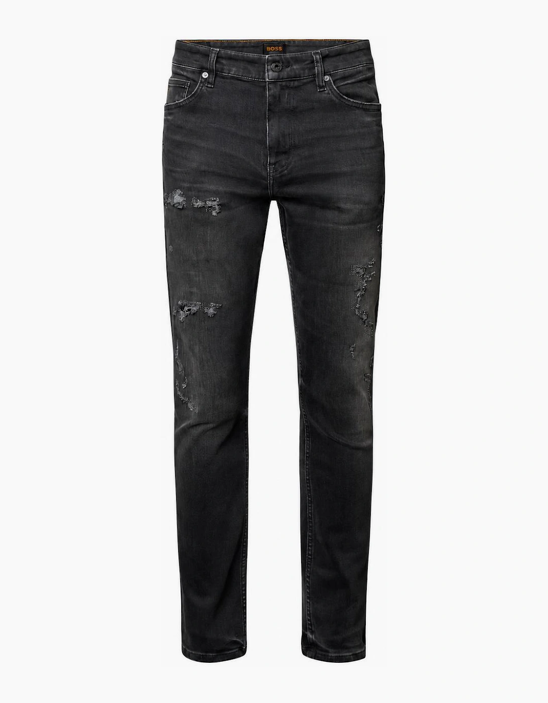 BOSS Delaware Distressed Soft Motion Slim fit Jeans Dark Grey