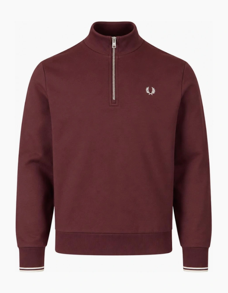 Fred Perry Half Zip Sweatshirt Oxblood/Ecru
