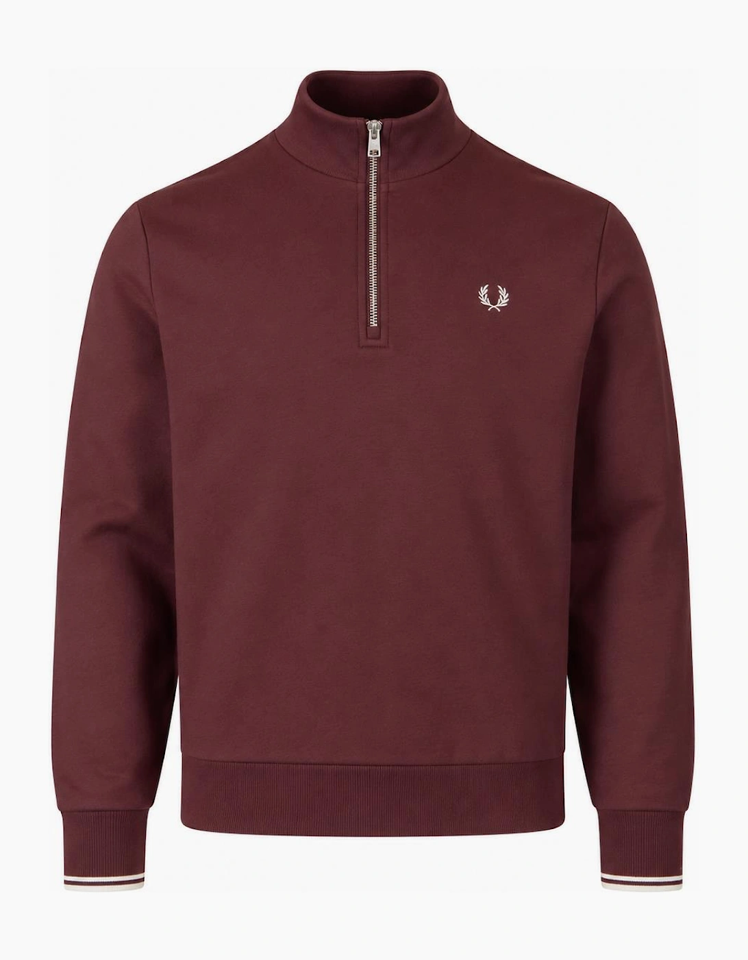 Fred Perry Half Zip Sweatshirt Oxblood/Ecru