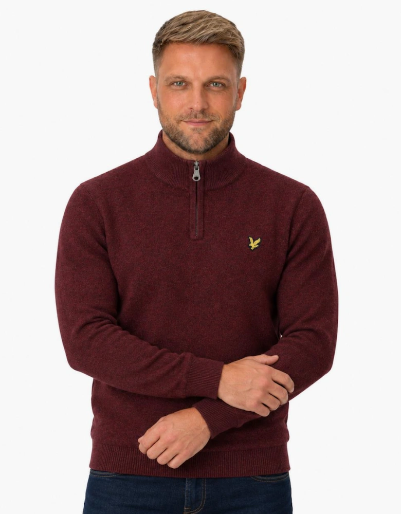 Lyle & Scott Lambswool Blend Quarter Zip Jumper Beetroot Marl
