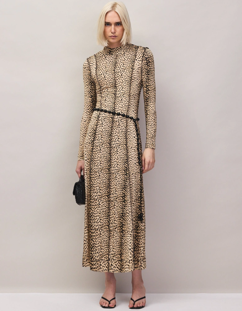 Petite Animal Print Seam Detail Dress