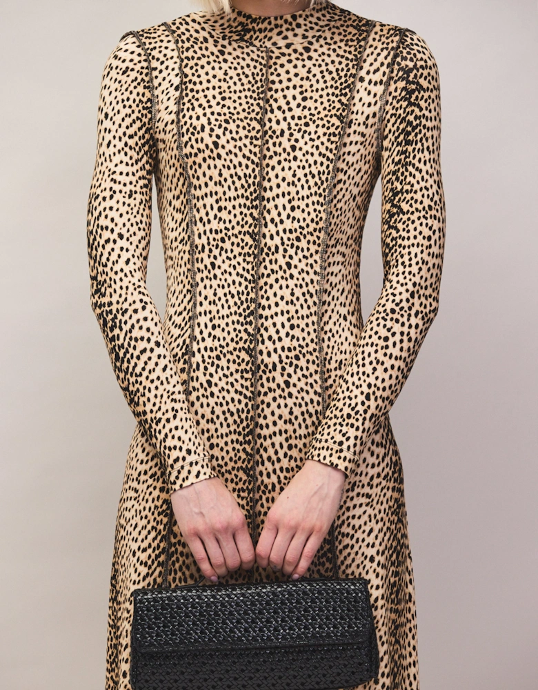 Petite Animal Print Seam Detail Dress