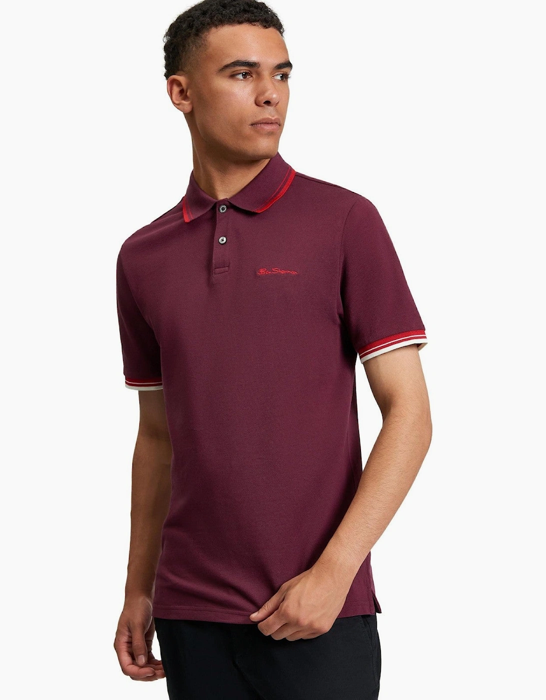 Ben Sherman Men's Ben Sherman Mens Signature Pique Short Sleeve Polo Shirt - Red