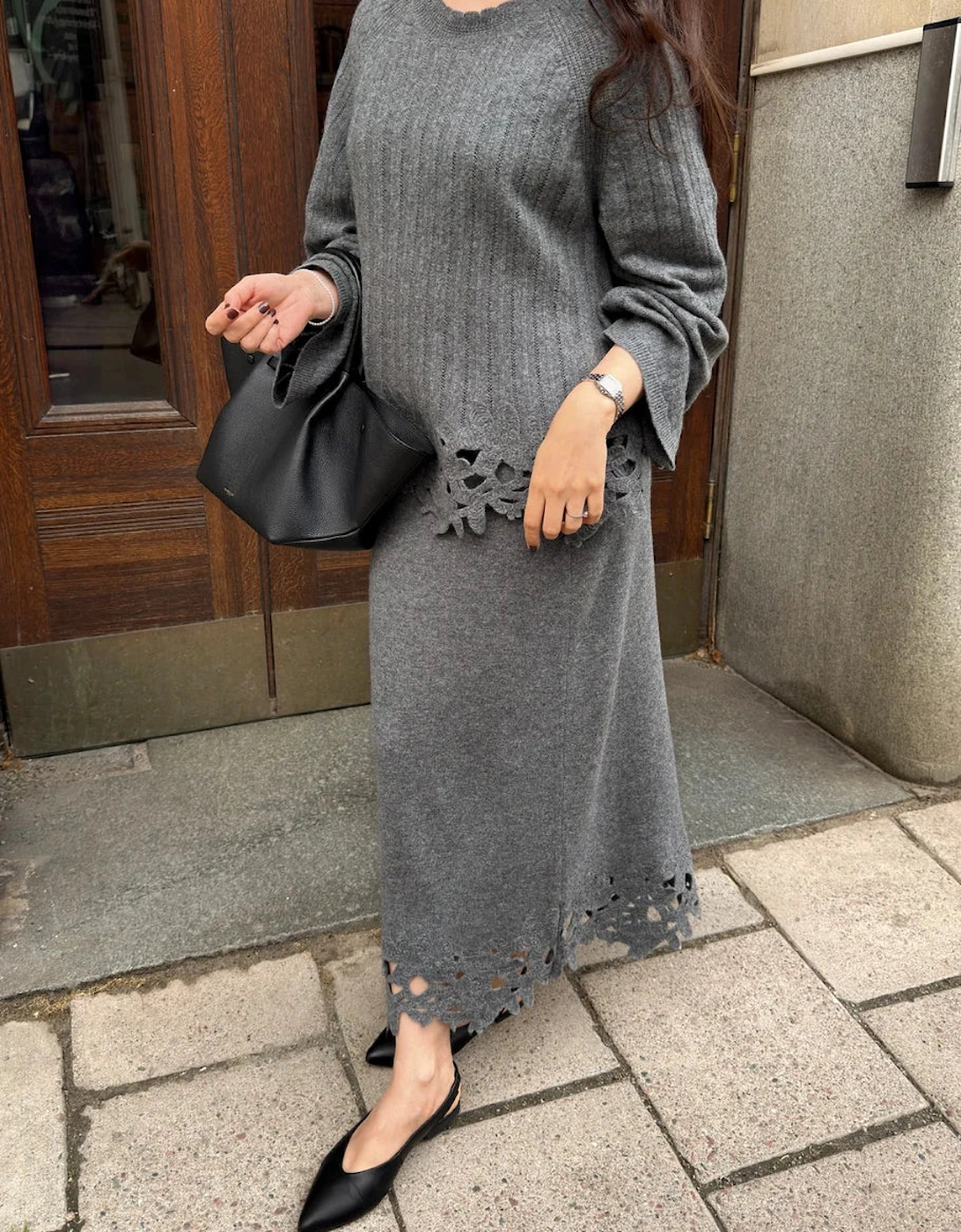 Liora lace knit skirt