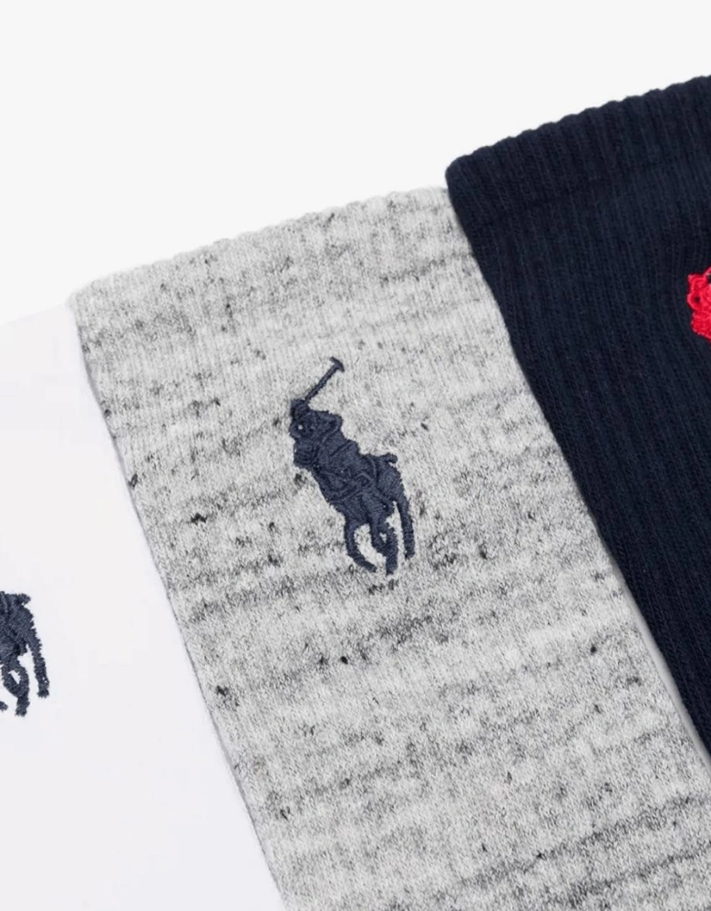 Polo Ralph Lauren EMBROIDBIGPP Mens Crew Socks Navy Assorted