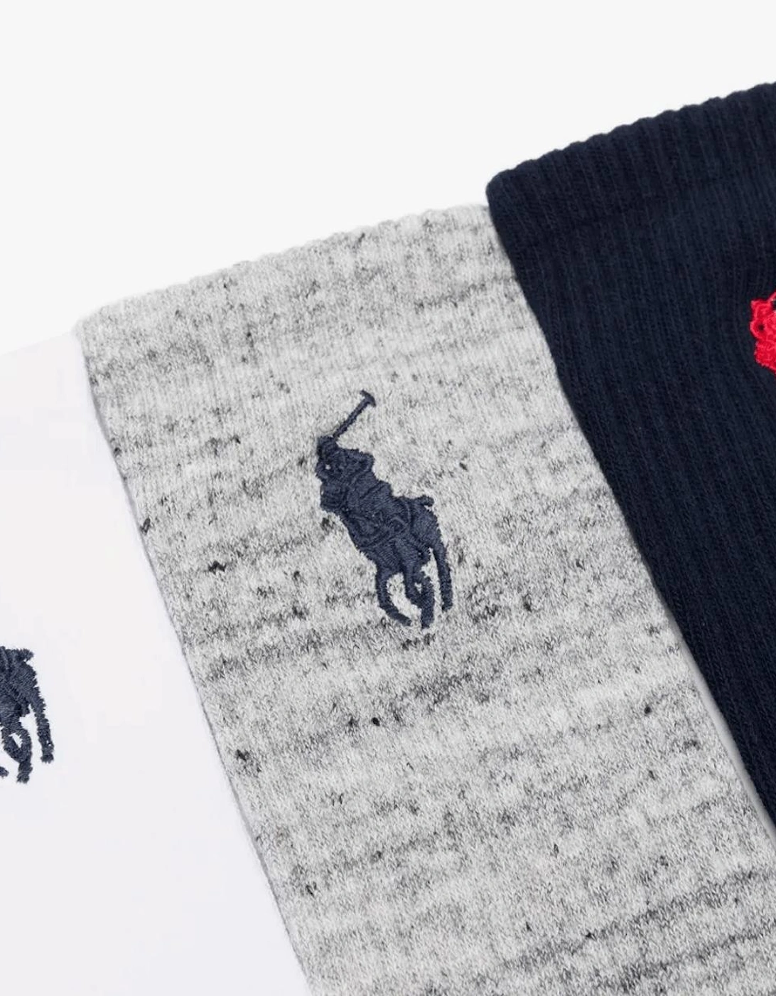 Polo Ralph Lauren EMBROIDBIGPP Mens Crew Socks Navy Assorted