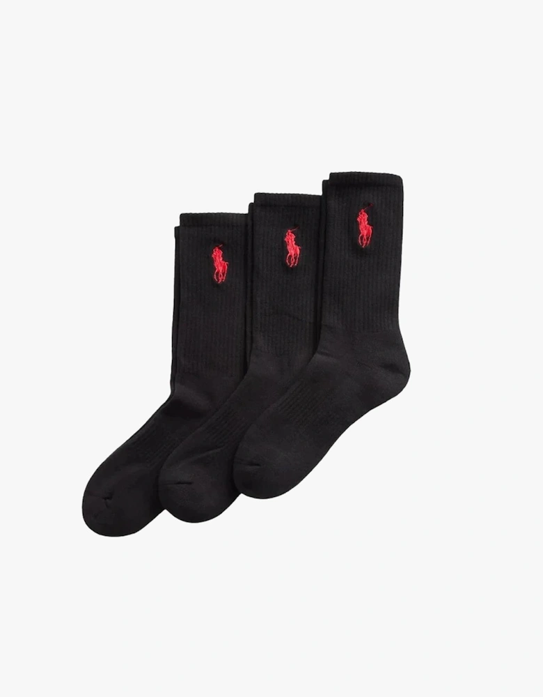 Polo Ralph Lauren EMBROIDBIGPP Mens Crew Socks Black