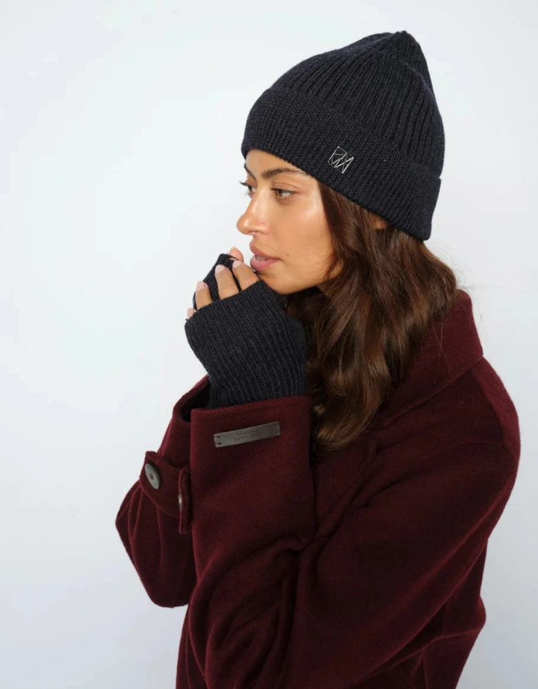 Tova wool rib Mittens in Dark Navy