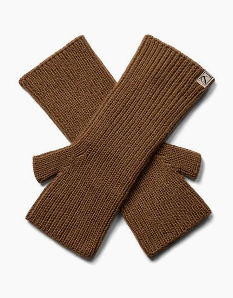 Tova wool rib Mittens in Dark Camel