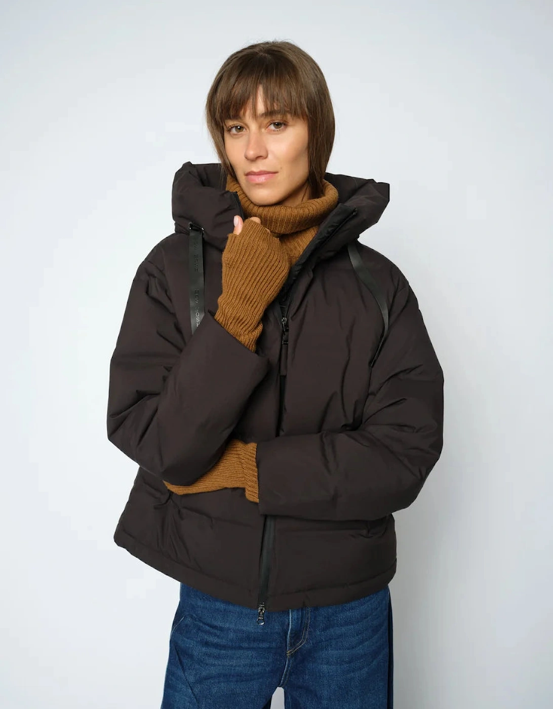 Tova wool rib Mittens in Dark Camel
