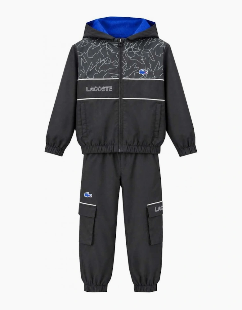 Lacoste Boy's Black Diamond Taffeta Tracksuit