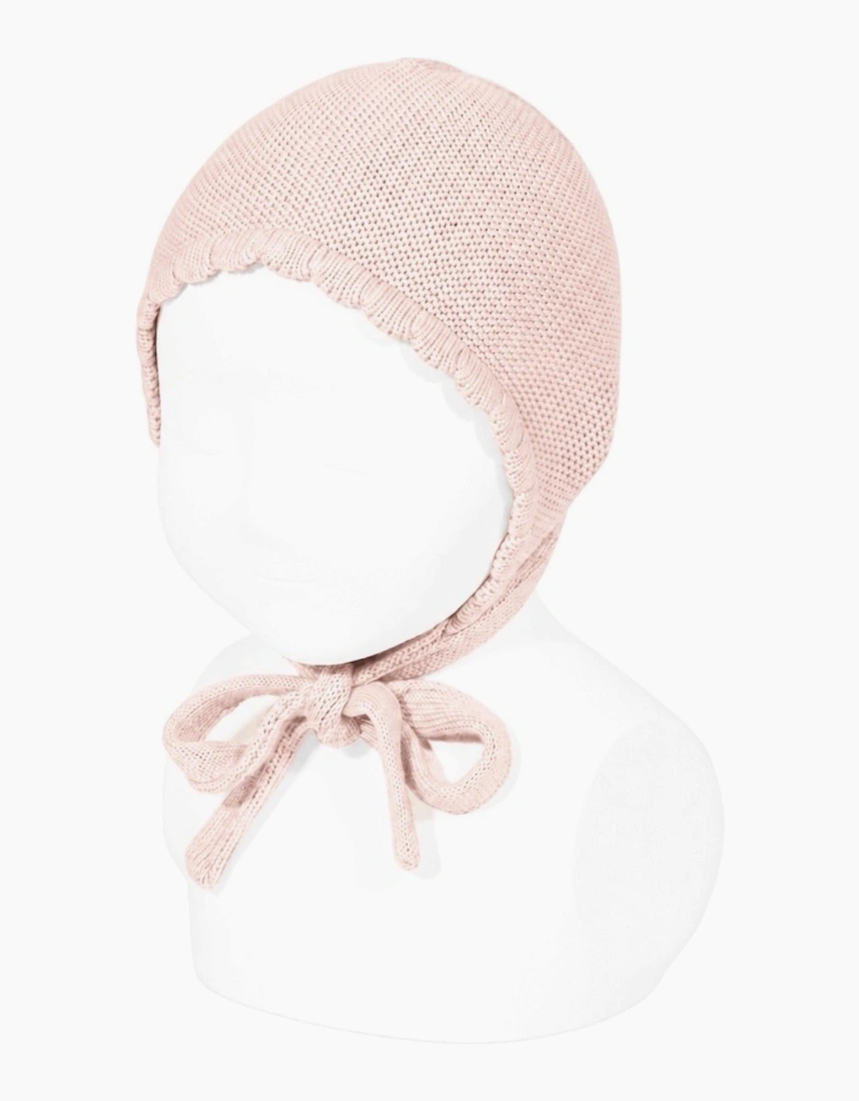 Girls Nude Pink 674 Knit Tie Bonnet