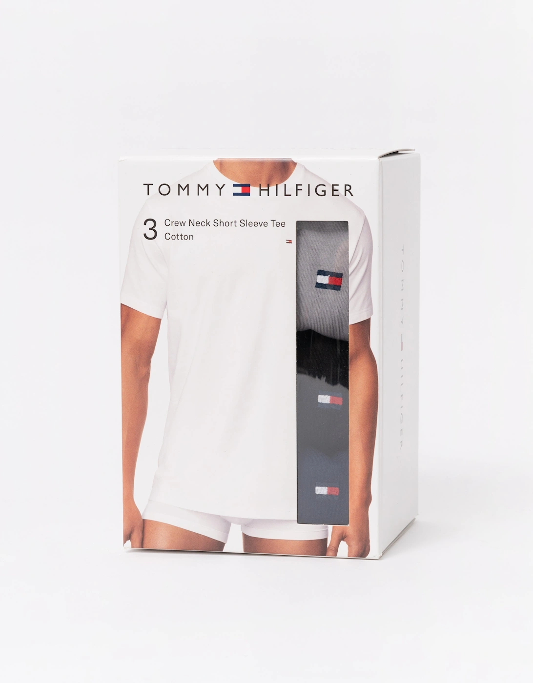 Tommy Hilfiger 3-Pack Mens Crew Neck Short Sleeve T-Shirts - Carbon Navy/Black/Antque Silver