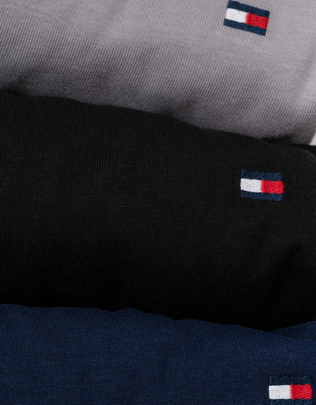 Tommy Hilfiger 3-Pack Mens Crew Neck Short Sleeve T-Shirts - Carbon Navy/Black/Antque Silver