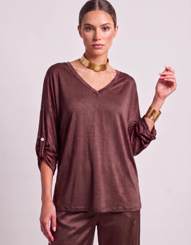 Satin Blouse Chocolate