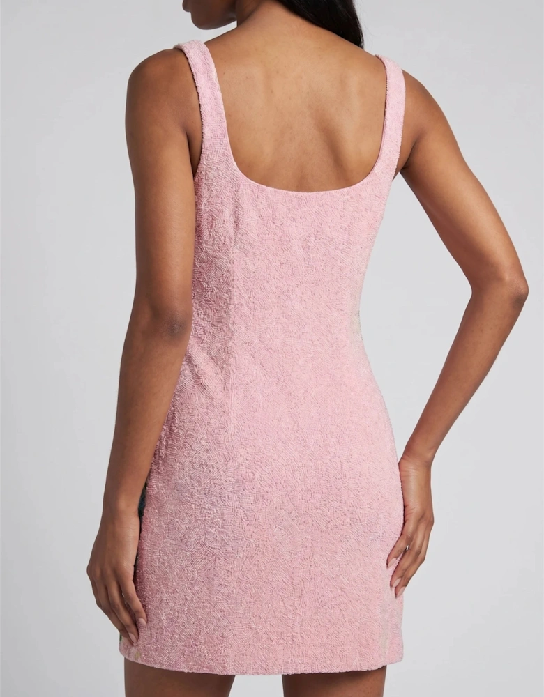 Pink Paradise Safari Beaded Mini Dress in Stock