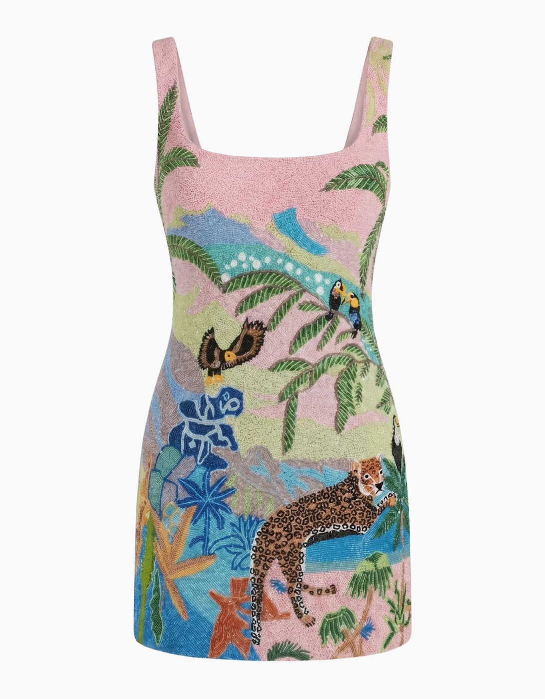 Pink Paradise Safari Beaded Mini Dress in Stock
