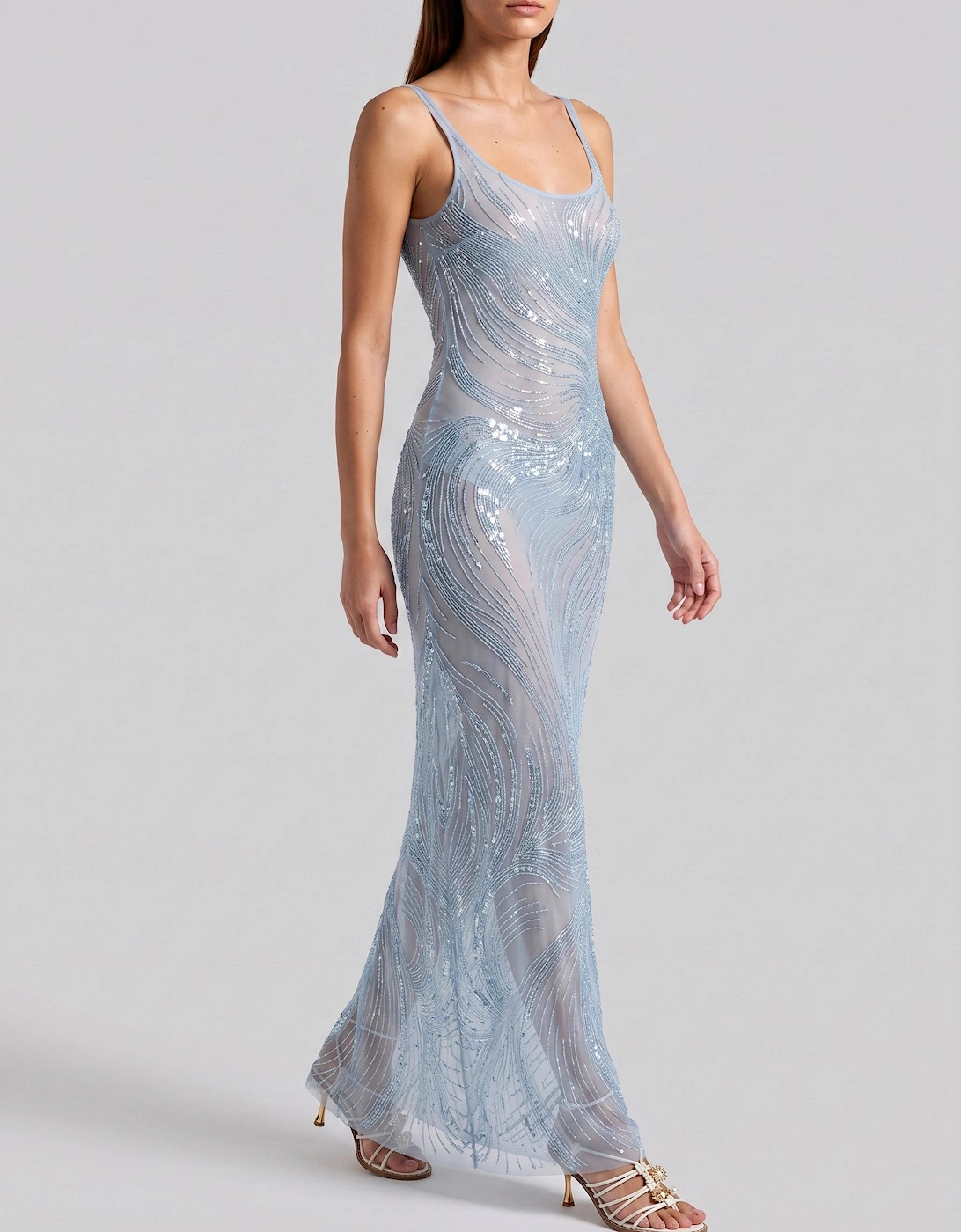 Saltwater Slip Blue Beaded Maxi Dress in Stock