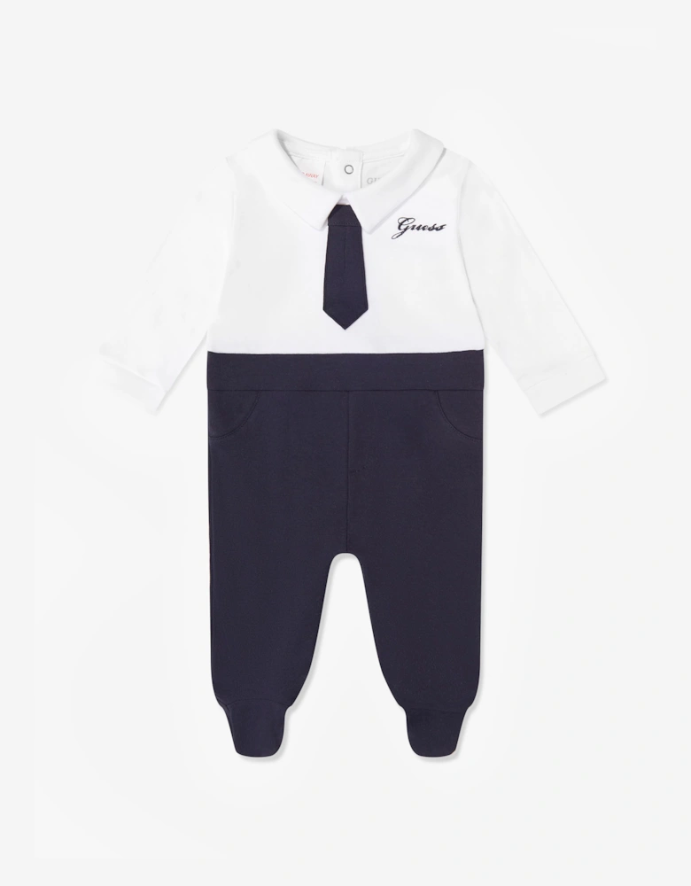 Guess Baby Boys Babygrow with Tie in Navy