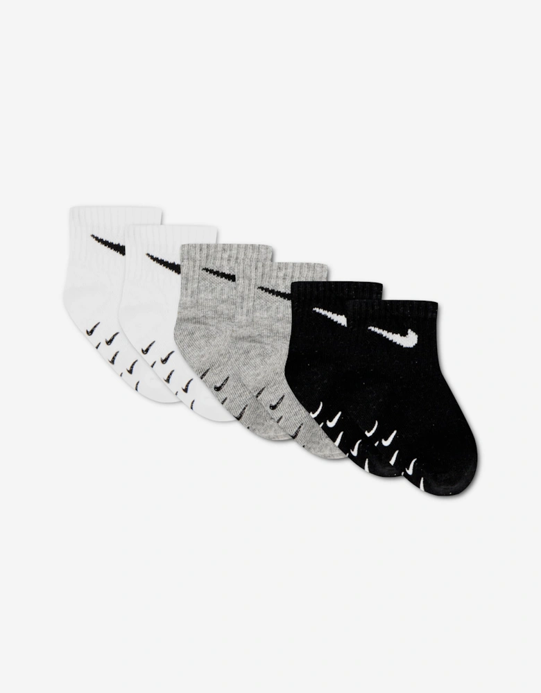 Nike Baby 6 Pack Core Swoosh Gripper Socks Set in Grey