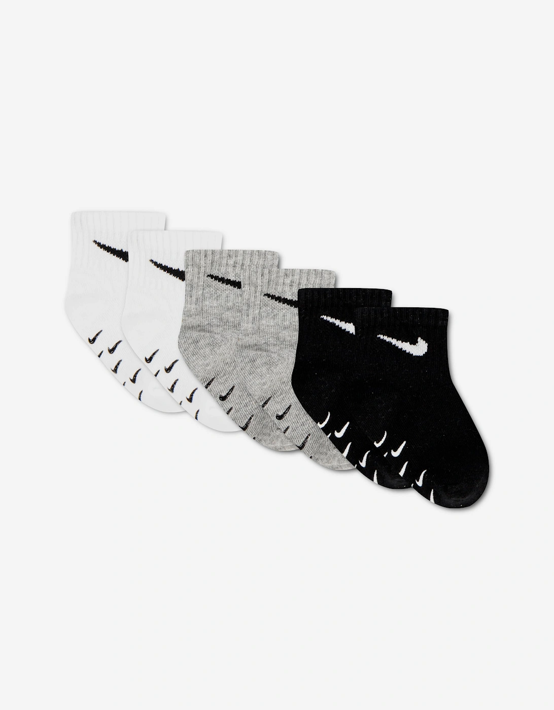 Nike Baby 6 Pack Core Swoosh Gripper Socks Set in Grey
