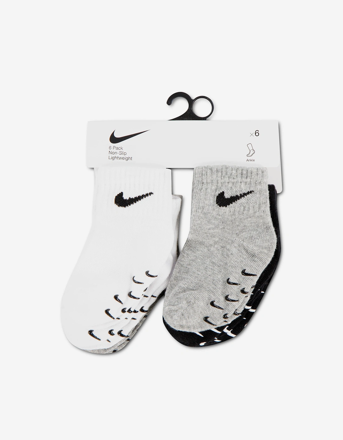 Nike Baby 6 Pack Core Swoosh Gripper Socks Set in Grey