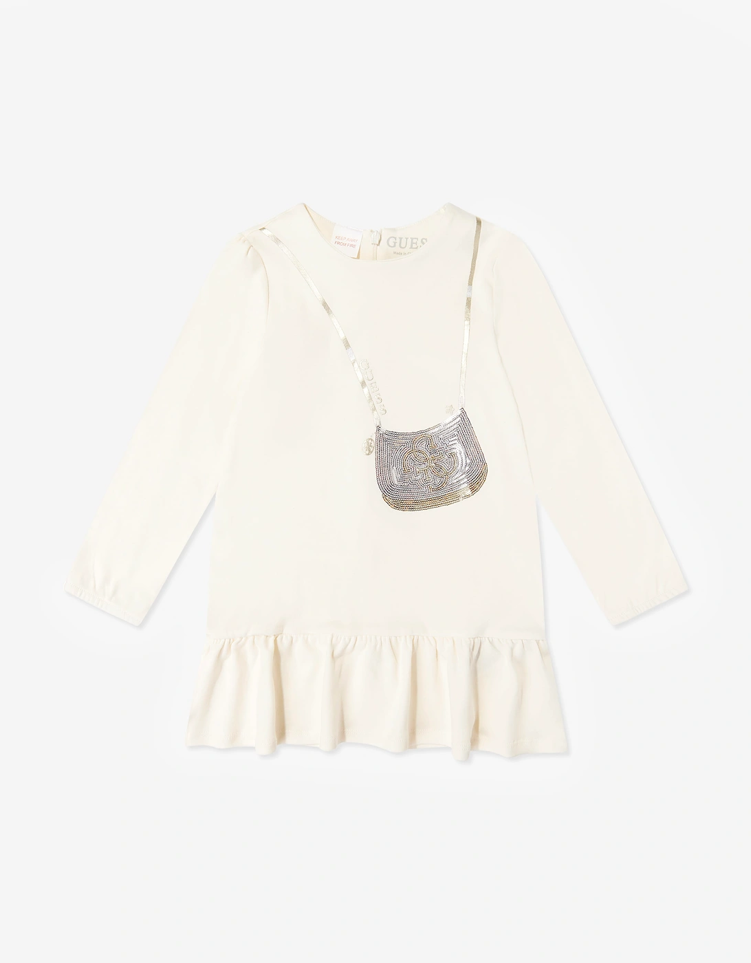 Guess Girl's Guess Girls Bag Print Dress in Ivory - Cream