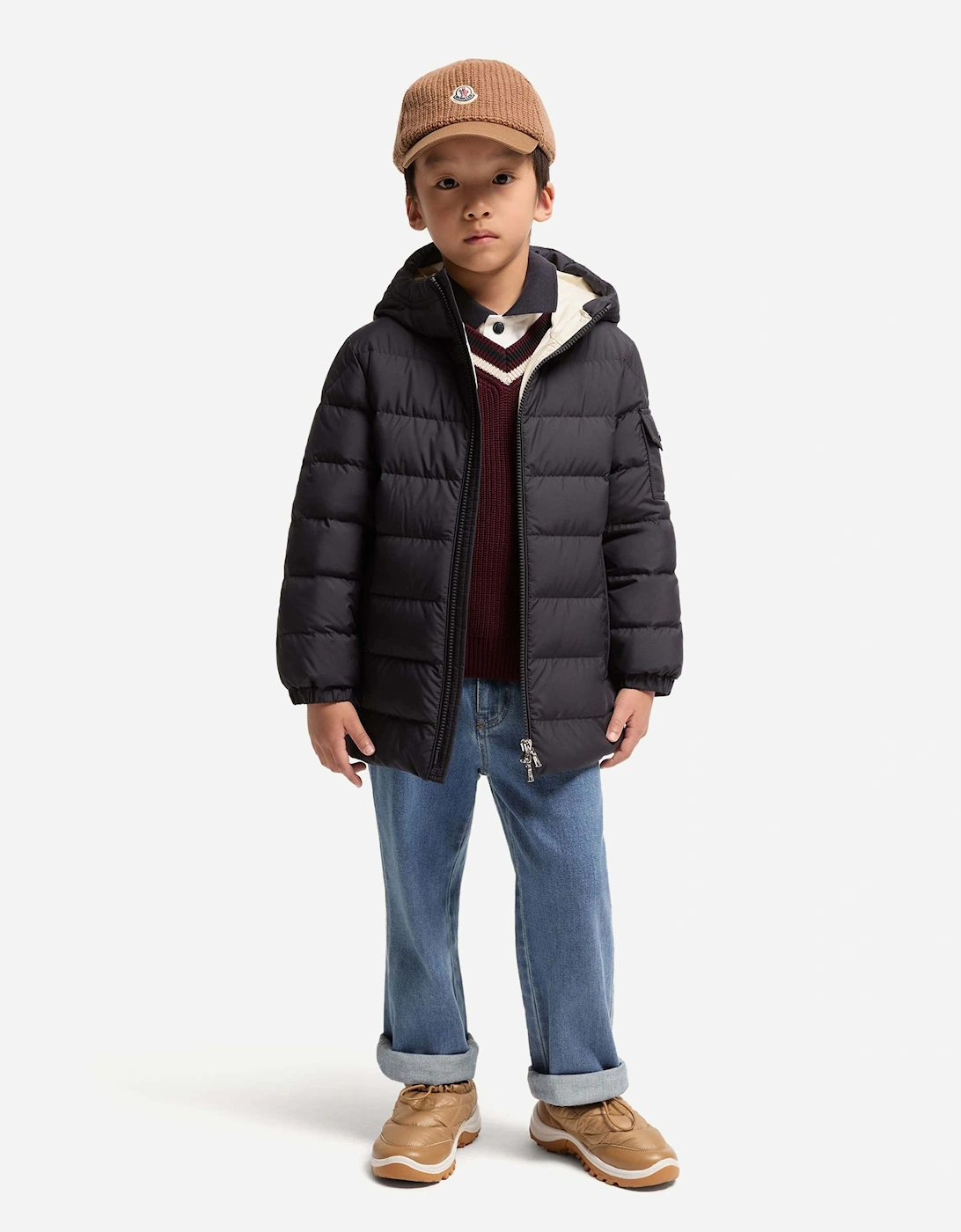 Moncler Enfant Boys Down Padded Brannock Puffer Jacket in Navy