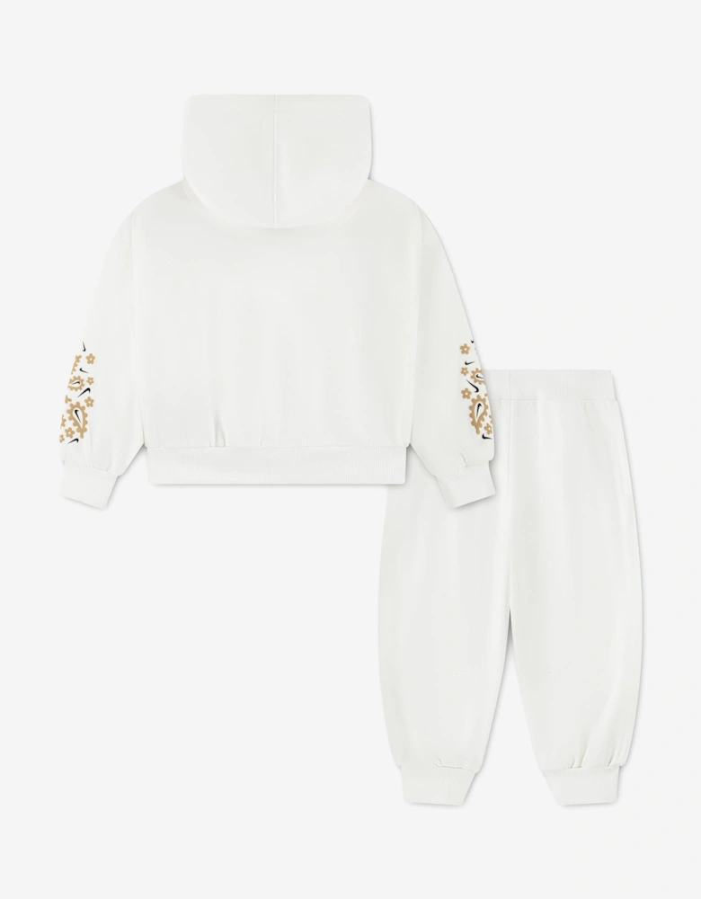 Nike Girls Retro Hoodie Tracksuit in Ivory