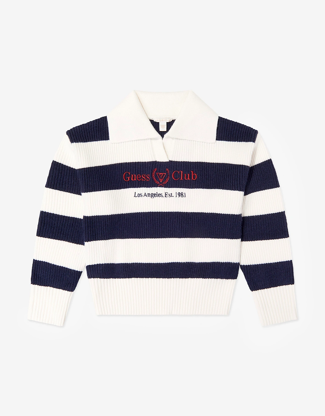 Guess Girl's Guess Girls Striped Logo Jumper in Navy