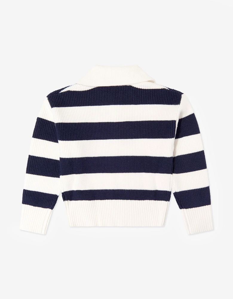 Guess Girls Striped Logo Jumper in Navy